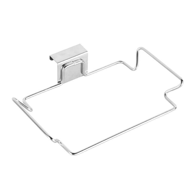 Cross-Border Stainless Steel Garbage Bag Holder Multi-Functional Hanging Rack Kitchen Storage Rack Hanging Garbage Rack Behind Cabinet Door