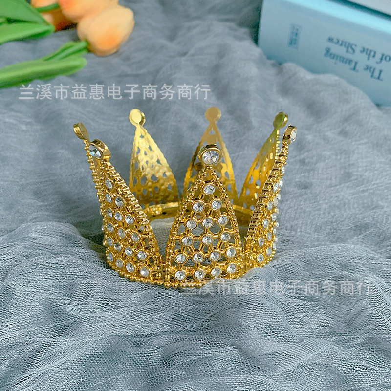 Wholesale Crown Birthday Cake Ornaments Alloy Rhinestone Crown Holiday Wedding Decoration Headwear Crown Jewelry