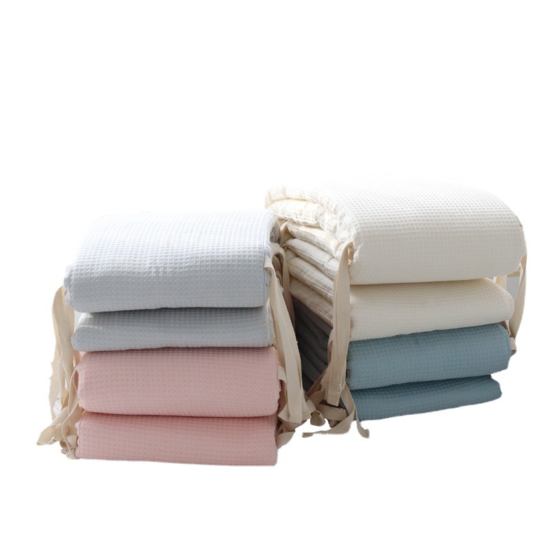 Crib Bed Wafer One-piece Waffle Gauze Pure Cotton Removable and Washable Newborn Baby Anti-crash Bedding Kit