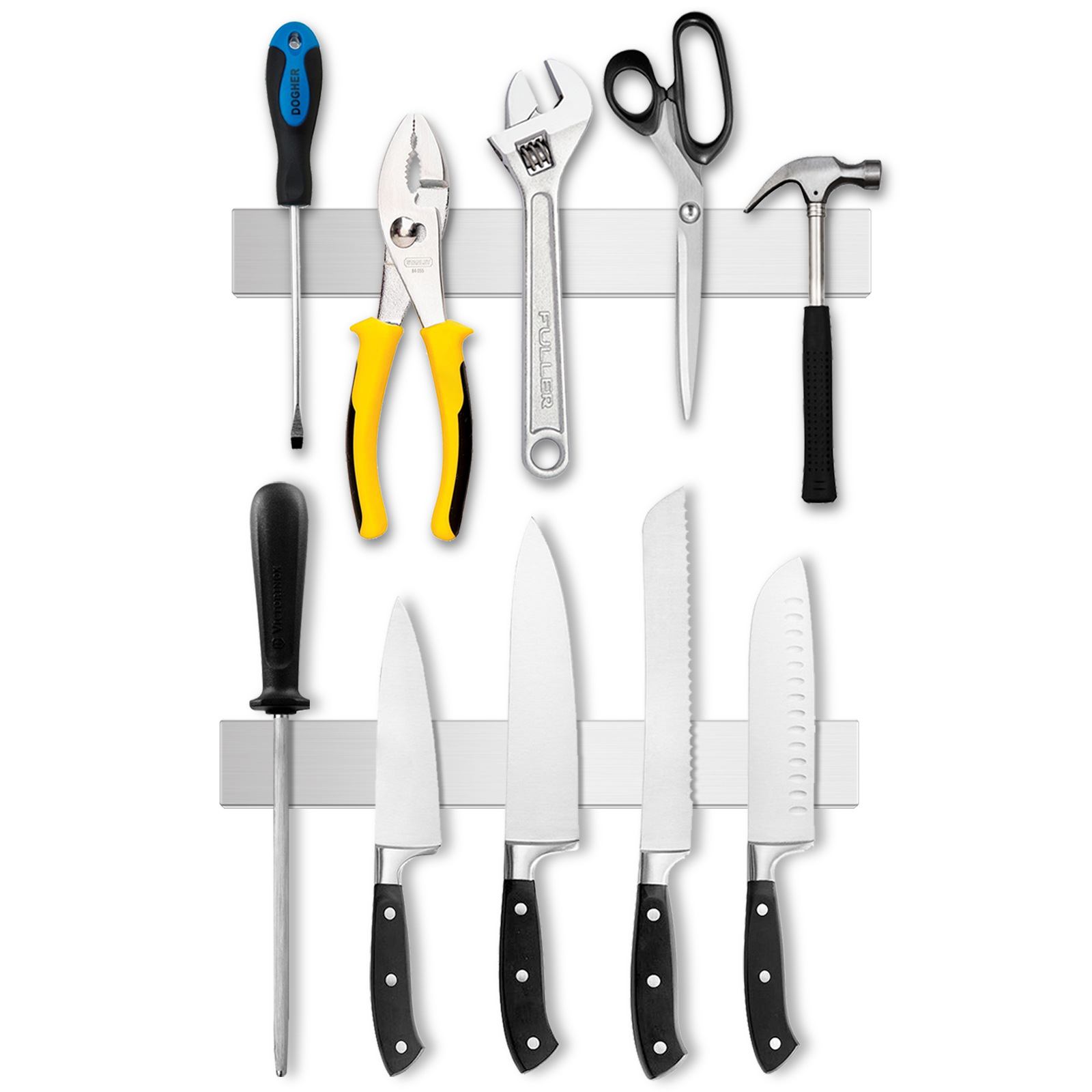 Heke magnetic knife holder 304 stainless steel magnet knife holder kitchen magnetic knife holder dish wall hanging non-perforated suction knife holder