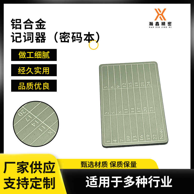 Запоминающее устройство из алюминиевого сплава (книга паролей), поставка двойной гравировальной памяти, знак из нержавеющей стали