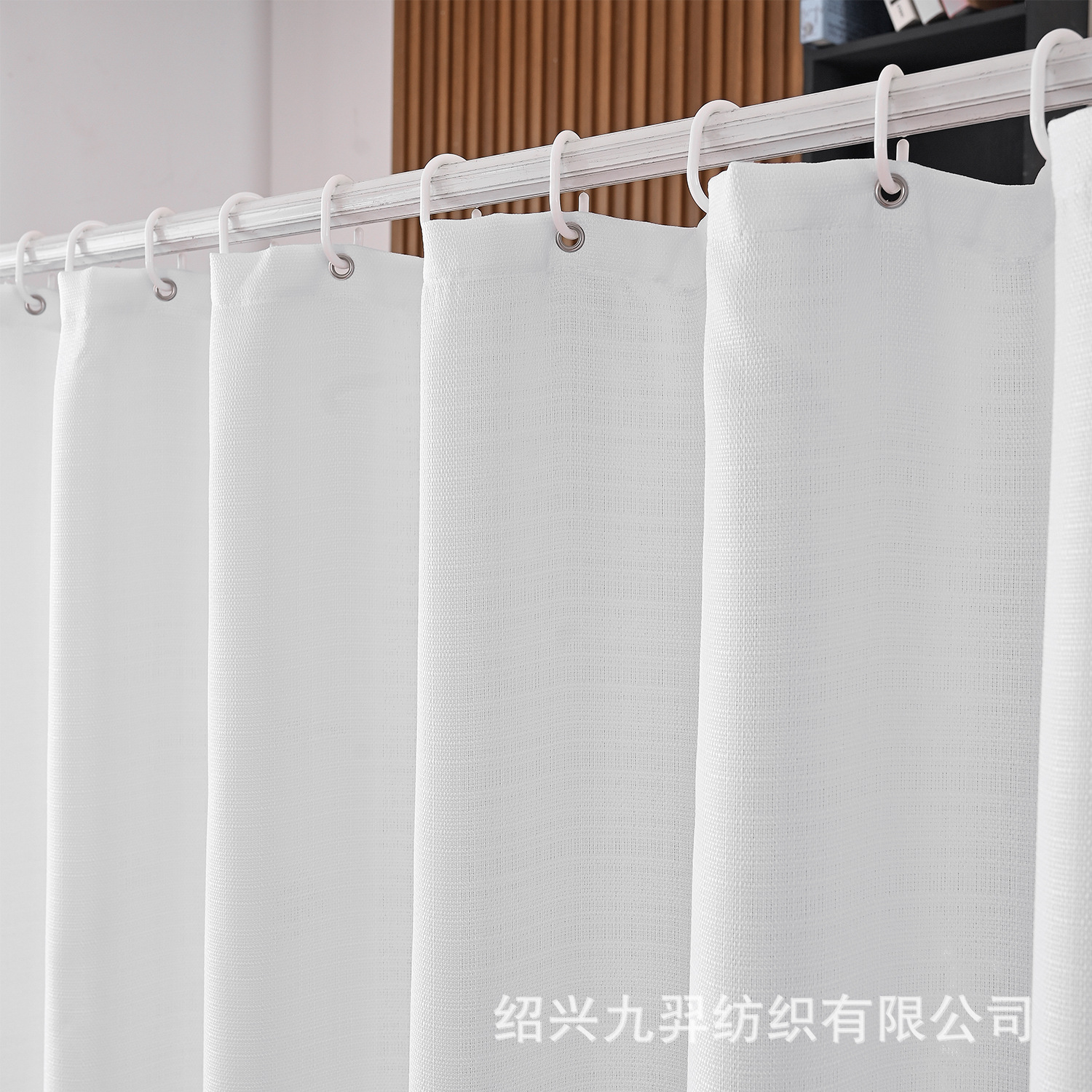 Cross-border New Solid Color Imitation Cotton and Linen Shower Curtain Hotel High-end White Thickened Bathroom Curtain Bathroom Door Curtain Partition Curtain