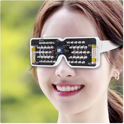 Voice-Controlled Led Luminous Glasses Production Kit, Light-Emitting Diode Flashing Digital Parts, Fun DIY Welding Practice