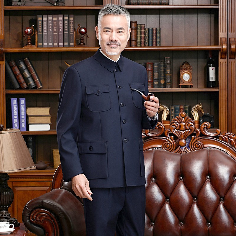 Китайский стильный костюм для мужчин среднего и пожилого возраста весна-осень с флисовой подкладкой, утолщенный тан костюм, высококачественный наряд