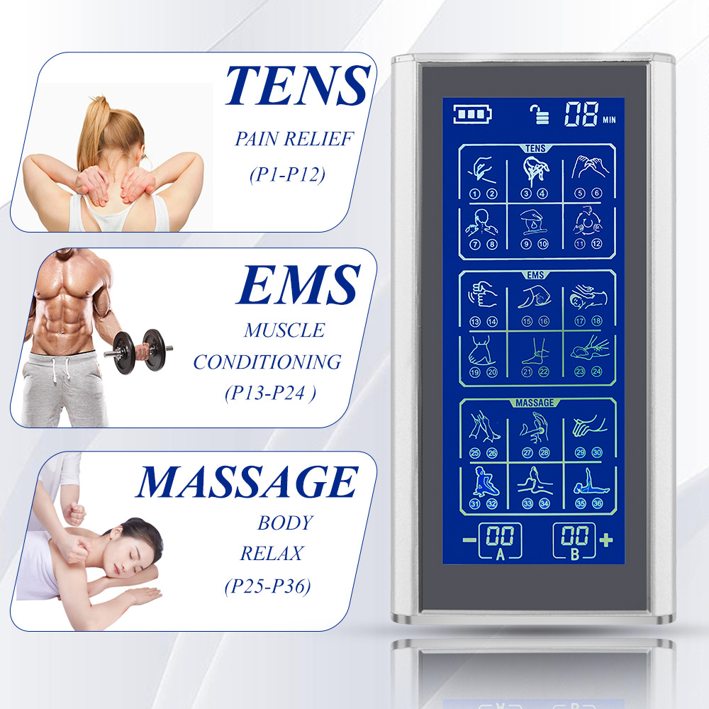 New Meike Large Screen 36-Mode Tens Physiotherapy Instrument Ems Three-In-One Pulse Meridian Massager