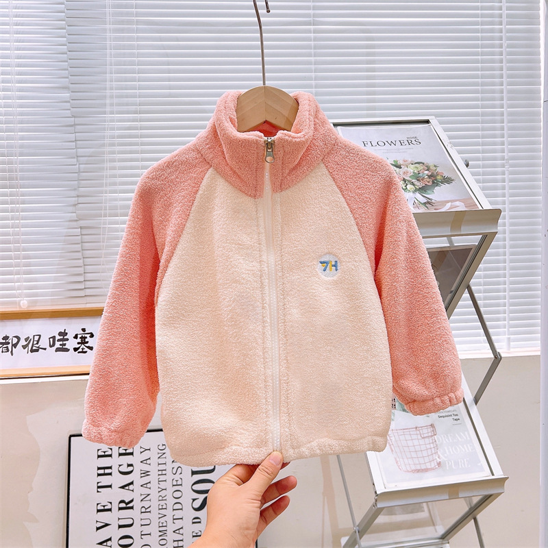 Children's Coat Spring Autumn Winter Sweet Puff Velvet Out Cardigan Baby's Jacket Boys' and Children's Jacket Children's Clothing