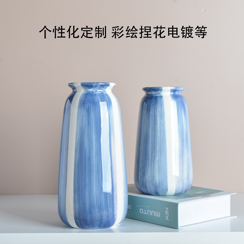 Cross-Border European and American Ceramic Flower Paper Logo Decoration Vase Clothing Bank Home Cosmetics Chain Shop Soft Furnishings