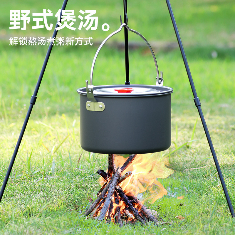 Outdoor Camping Picnic Equipment Full Set Camping Pot Cooking Kettle Set Pot Hanging Pot Camping Cookware Supplies