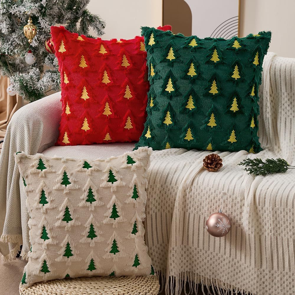 Cross-Border Christmas Pillow Cover Quilted Creative Festive Atmosphere Three-Dimensional Plush Pillow Living Room Sofa Bedroom Pillow