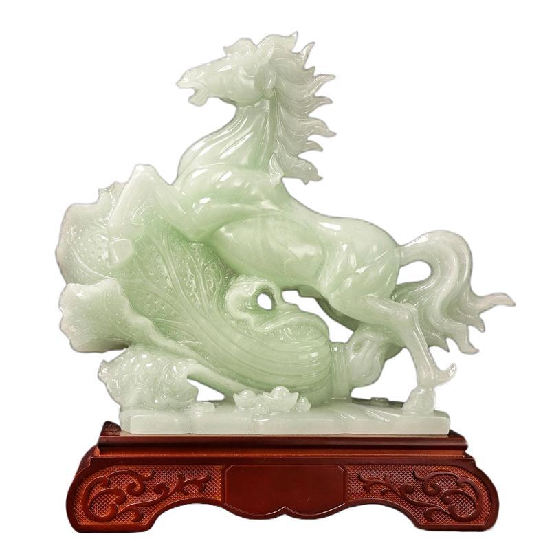 Cross-Border Chinese Imitation Jade Horse Ornaments Jade Opening Gifts Living Room Office Gifts Housewarming Wholesale