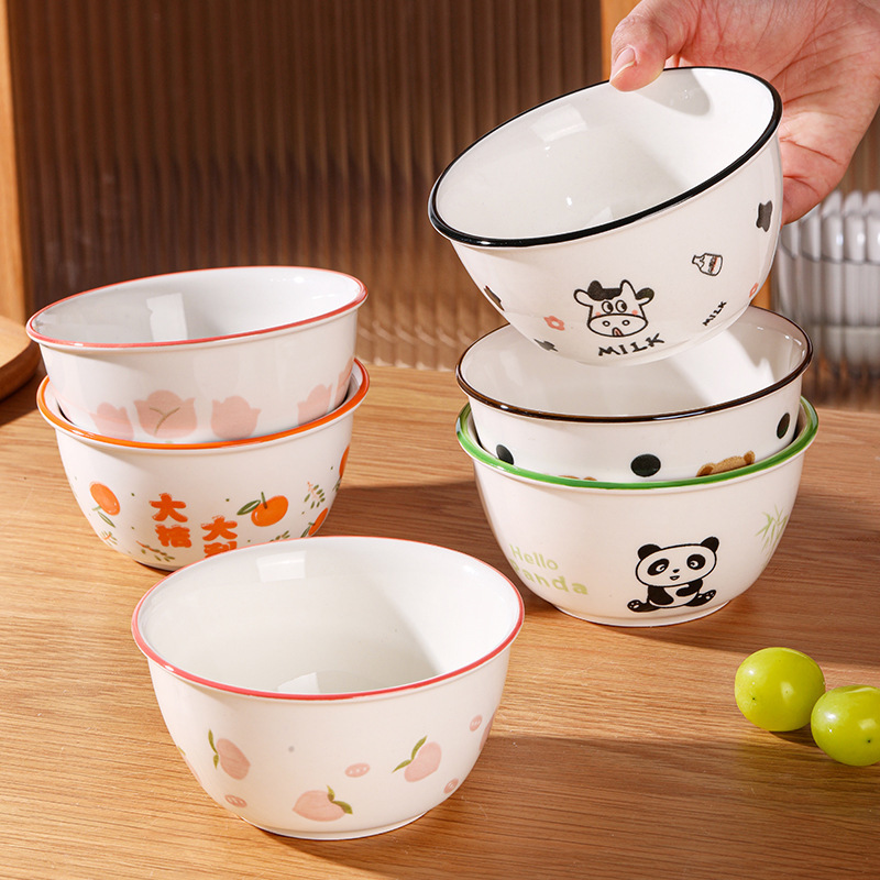 Креативная чаша с подглазурной росписью, милый мультяшный керамический посудный набор, чаша для риса, супа, чаша для студентов