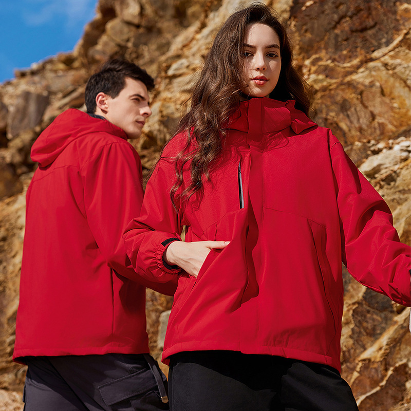 Jacket overalls customized men's and women's travel loose autumn and winter three-in-one detachable jacket mountaineering clothing printed logo