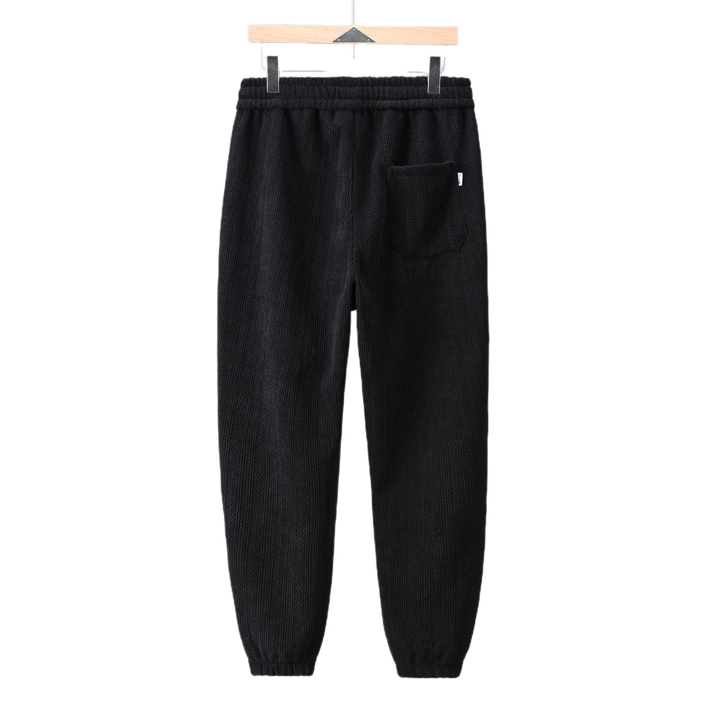 Plus-Size European Cotton Fleece Wheat Ear Pattern Jacquard Pants for Men, Fleece-Lined and Thickened, New Drapey Casual Fleece Sweatpants