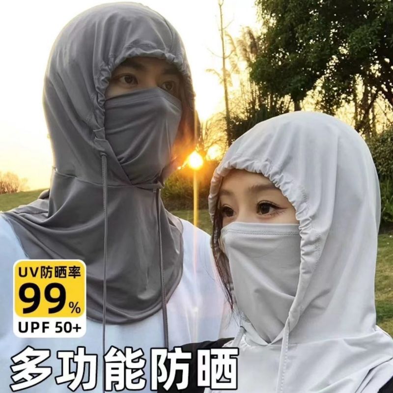 Neck Gaiter, Full Headgear and Hat, One-Piece Drop-Shipping Sun Protection Face Mask, Ice Silk Men's Anti-Uv Mask for Cycling