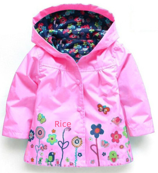 Children's clothing children's coat Girls cute flowers windproof rainproof Storm Coat girls raincoat a generation of hair