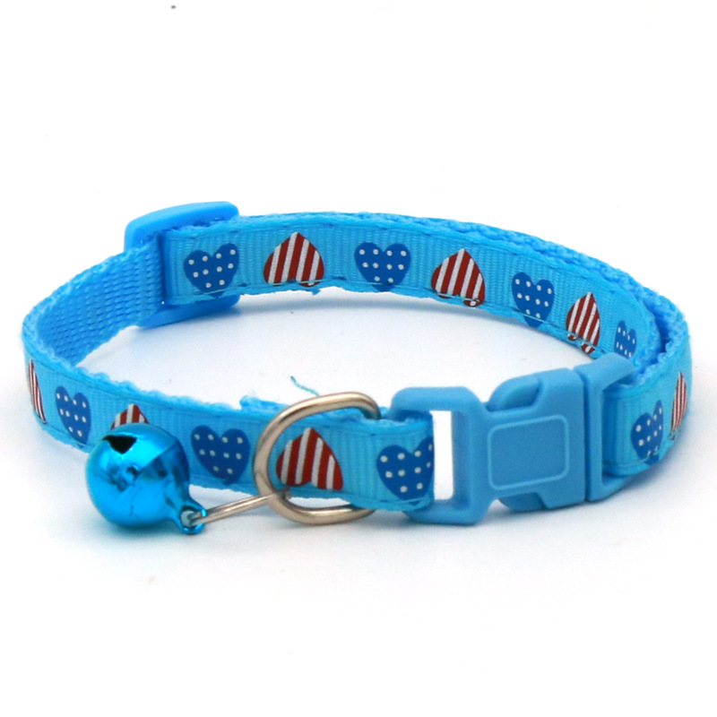 New two-color twill love pet bell collar dog cat collar collar pet supplies wholesale