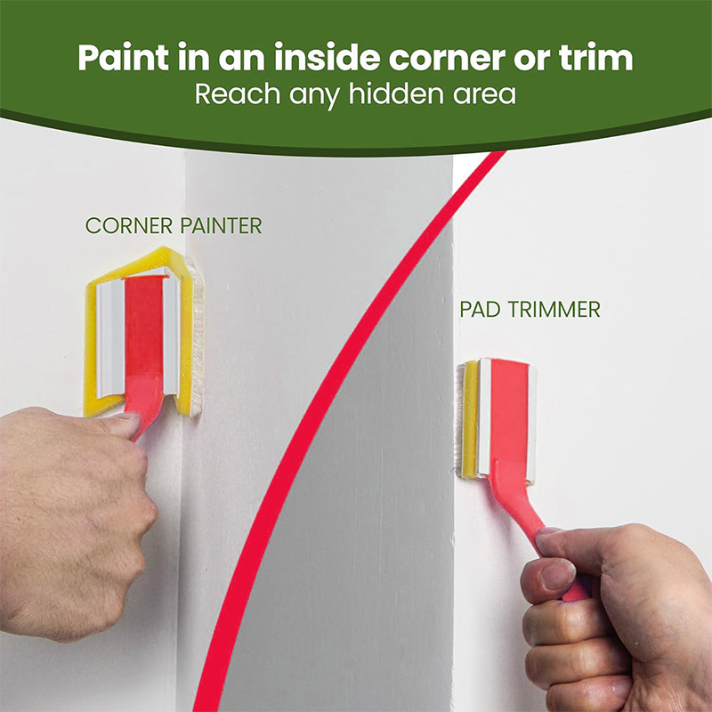 9inch Rotating Handle Brush Set, Matching Paint Tray + Corner Brush, Each Brush Comes with 1 Replacement Piece
