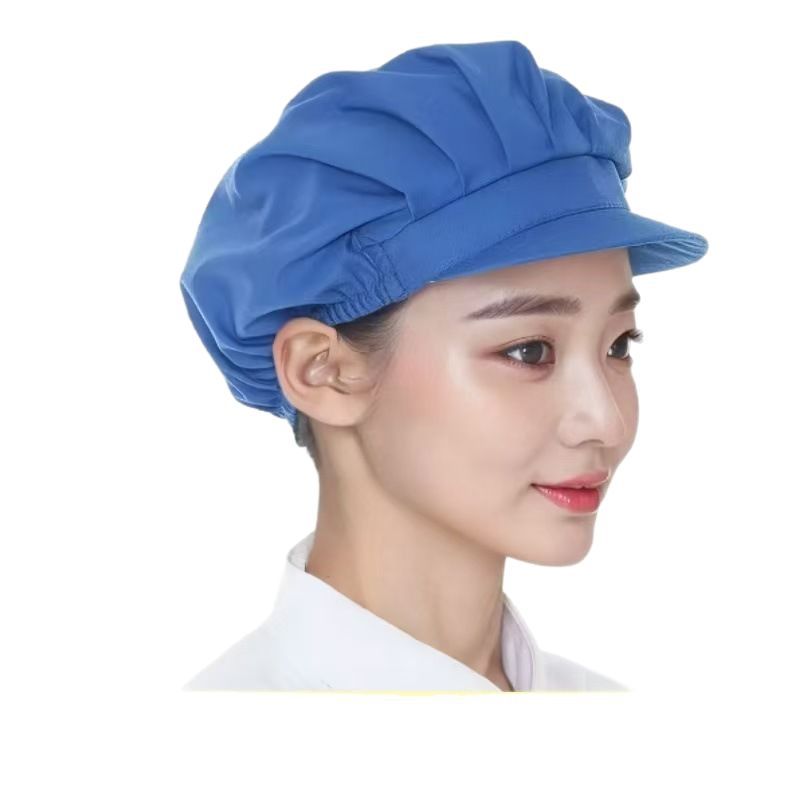 Breathable and Oil-Proof Catering Food Baking Chef Hat Women's Work Hat with Brim Work Mesh Hat Anti-Hair Loss Dust Cap