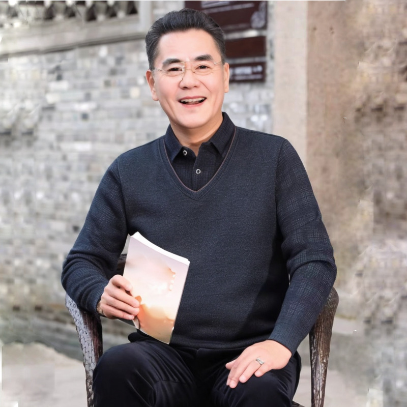 2024 Middle-aged and Elderly Men's fleece-lined Thickened Fake Two-piece Clothes Dad Clothes 40-60 Years Old Boil Warm Clothes for Middle-aged Men