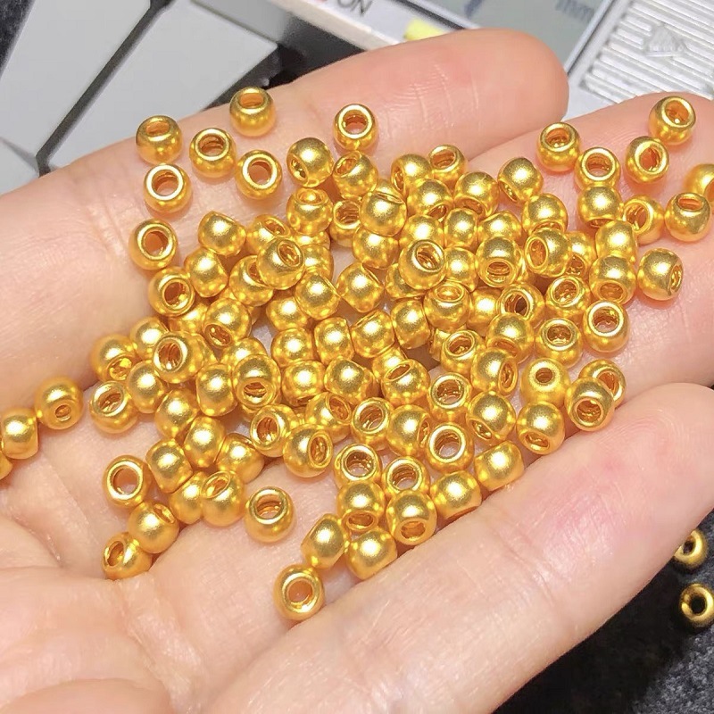 999 чистое золото древний метод маленькие золотые бусины деньги бусины кошачий глаз 3D твердые золотые круглые бусины для DIY