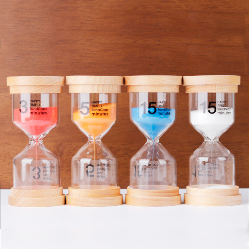 SOURCE Factory wholesale all kinds of creative wooden cover glass hourglass 1 minute to 30 minutes glass hourglass timer