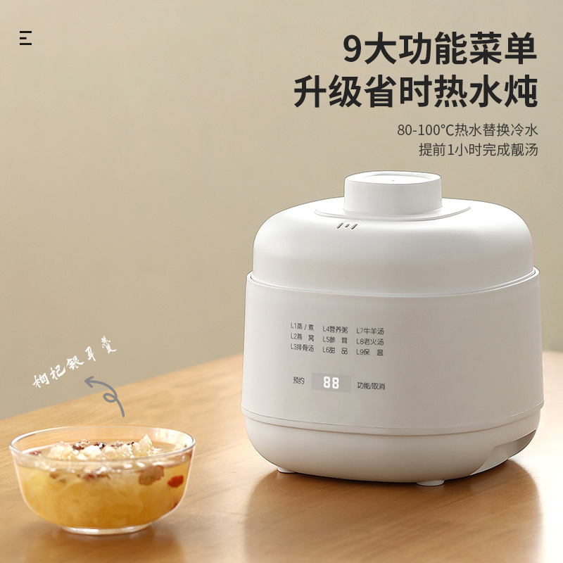 Fully Automatic Electric Stew Pot, Water-Proof Stew Pot, Household Ceramic Water-Proof Bird's Nest Stew, Intelligent Reservation Soup Pot, Health-Preserving Electric Stew Pot
