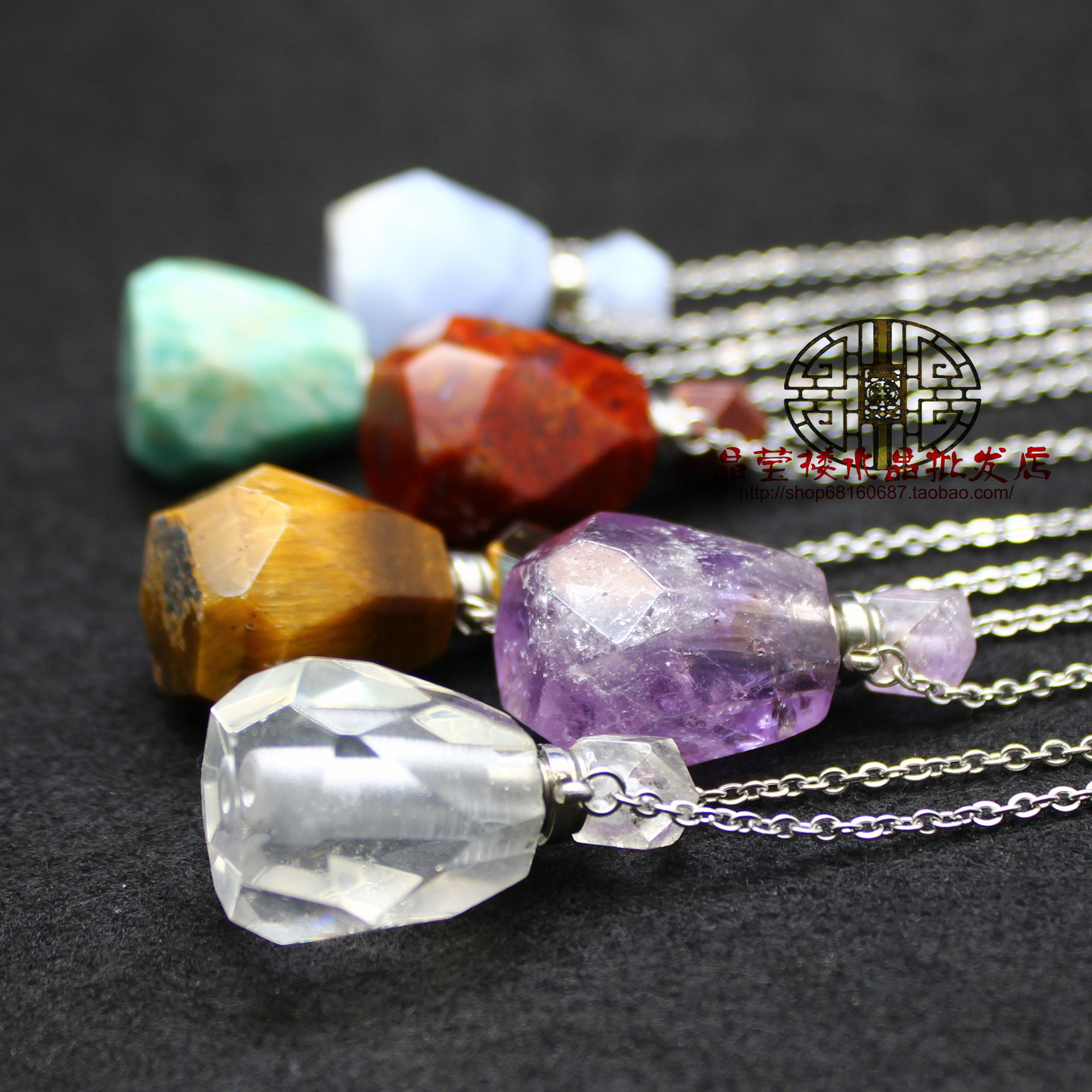 European and American Cross-Border Jewelry, Fashionable and Personalized Faceted Aromatherapy Bottle Pendant Necklace, Green Fluorite Jewelry, Amazon Supply