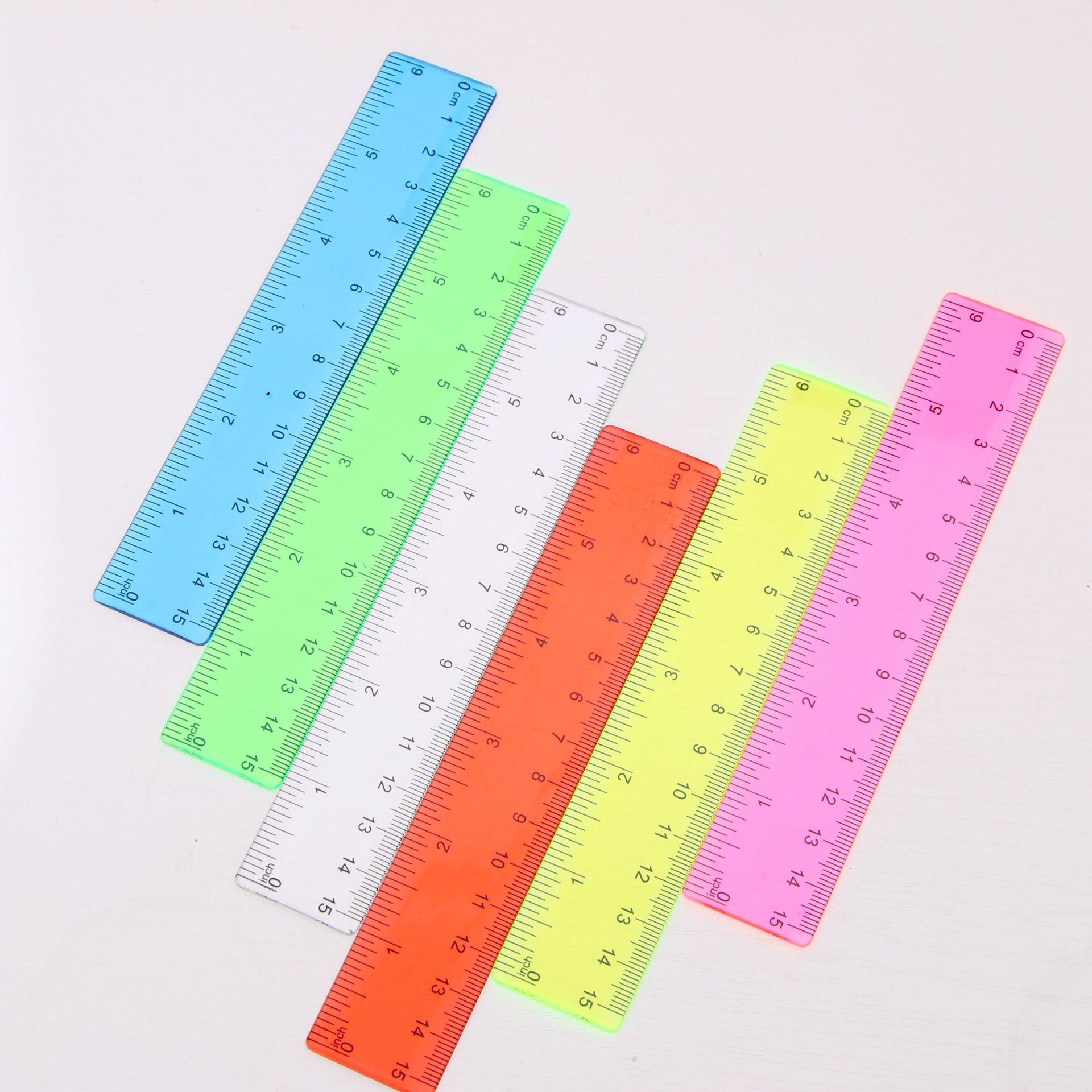 Advertising ruler 15cm color plastic ruler color transparent ruler learning tools simple ruler support wholesale