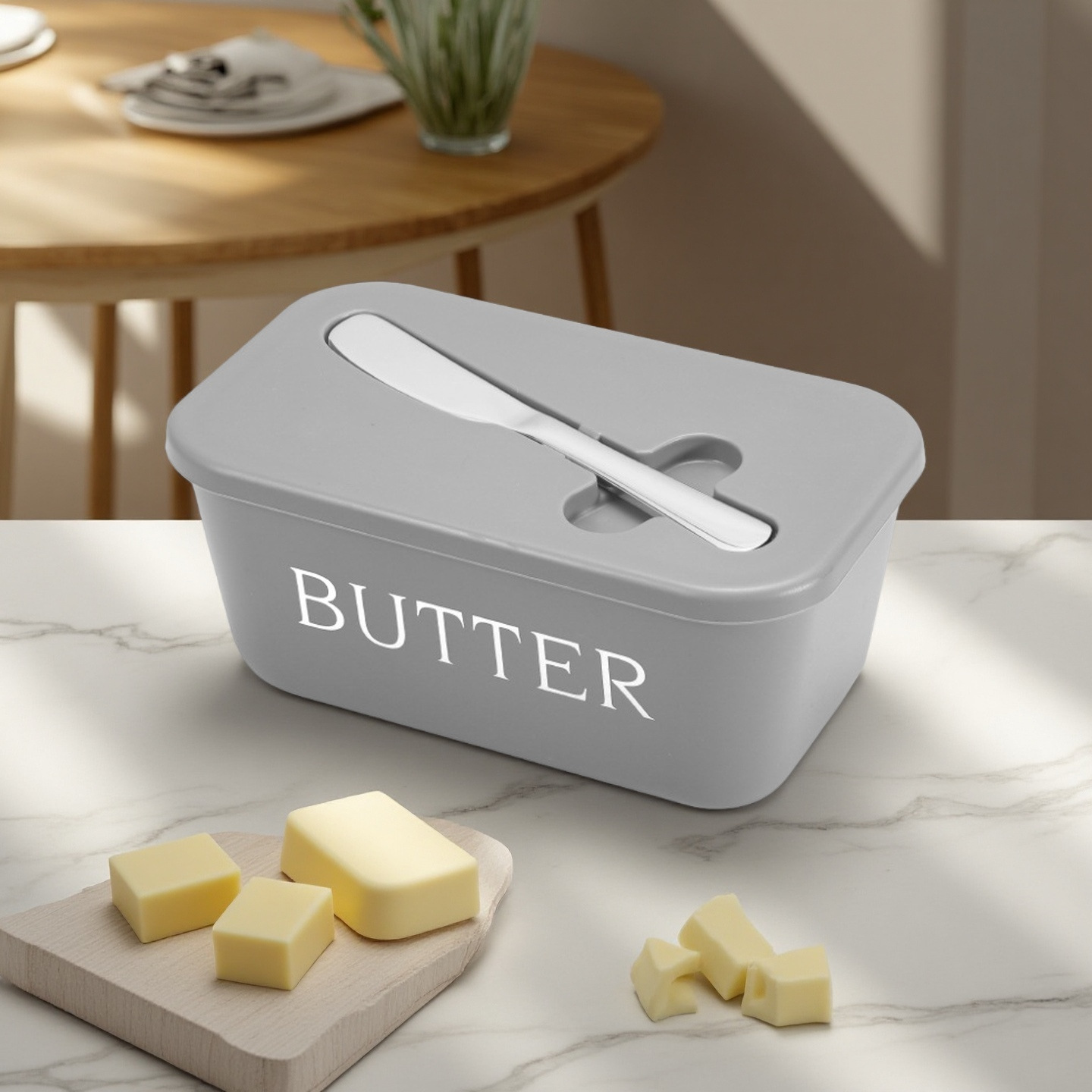 Food-Grade Storage Butter Box Pp Large-Capacity Cheese Box Refrigerator Sealed Dish (with Knife)