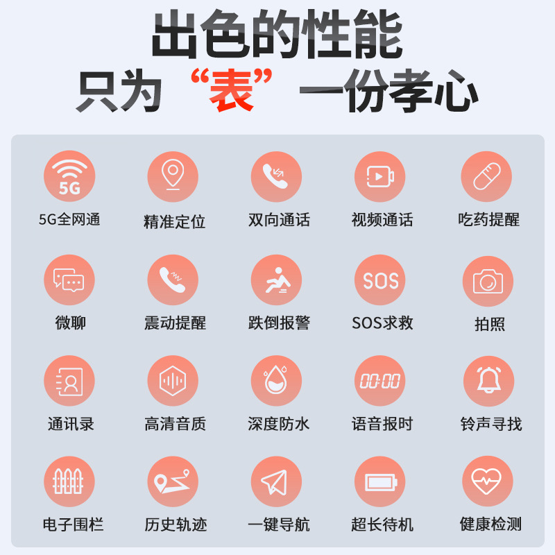 New telephone watch for the elderly elderly to prevent loss and fall intelligent health heart rate blood pressure gps positioning