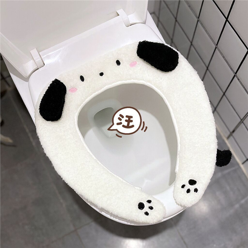 Зимний утолщенный милый туалетный коврик для собаки Pacha, домашний, с флисовой подкладкой, теплый, для унитаза, накладка на унитаз, прокладка для унитаза
