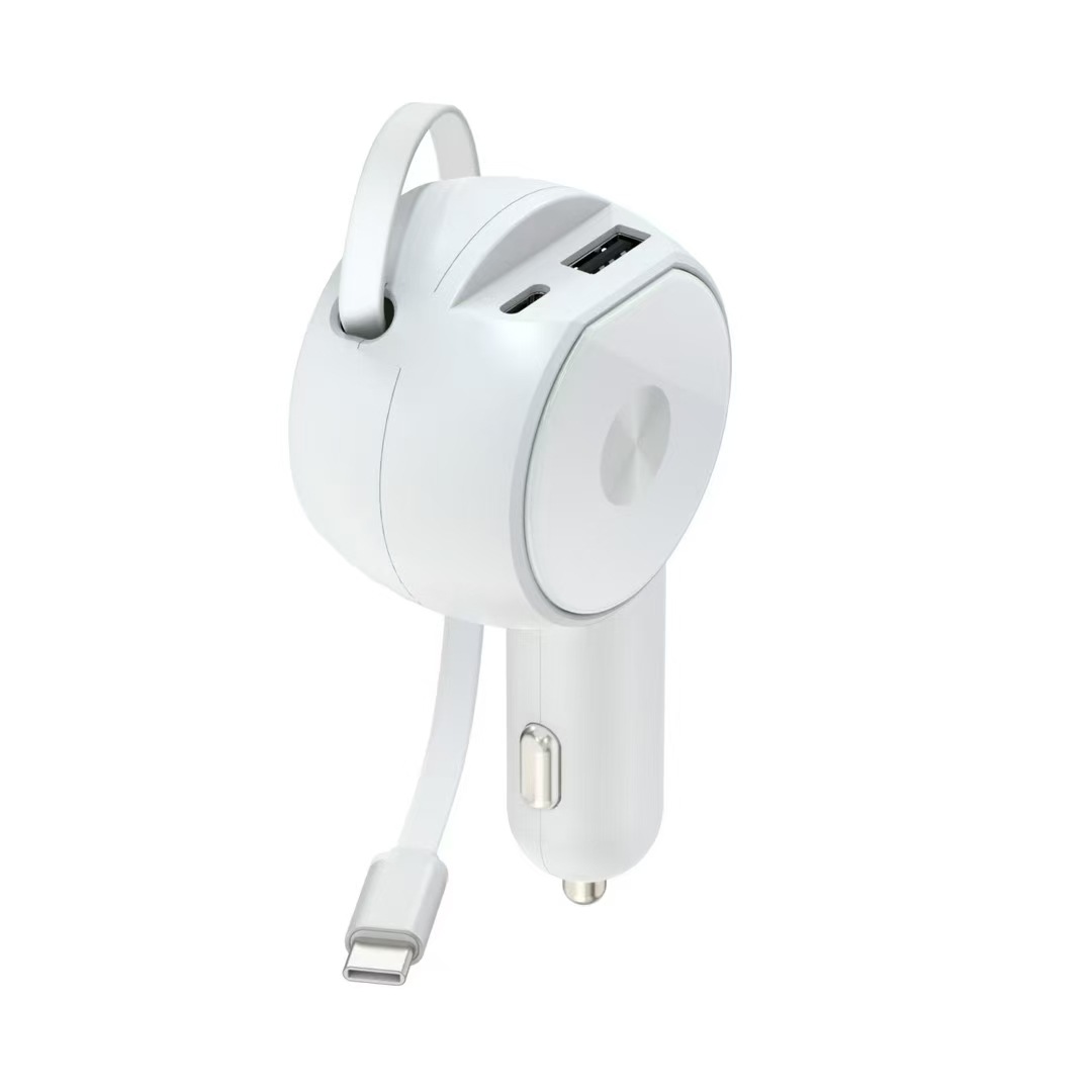 Suitable for Retractable Cable Car Charger, Super Fast Charging 90W Smart Dual Cigarette Lighter Car Charger, Gift High-Power