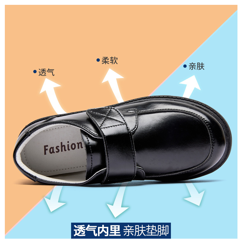 Factory direct boys leather shoes soft bottom British style primary school students black children's dress white performance shoes shoes