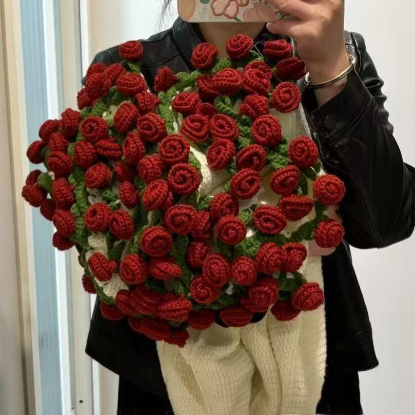 Finished Rose Bouquet Blanket, Nap Blanket, Valentine's Day Gift for Girlfriend, 99 Flower Blanket, Rose Blanket