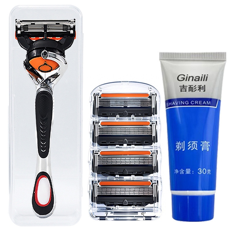 Five-Layer Razor Manual Shaver with 5-Layer Blades, Replaceable Blades, German Craftsmanship, Old-Fashioned Beard Razor, Shaving Razor
