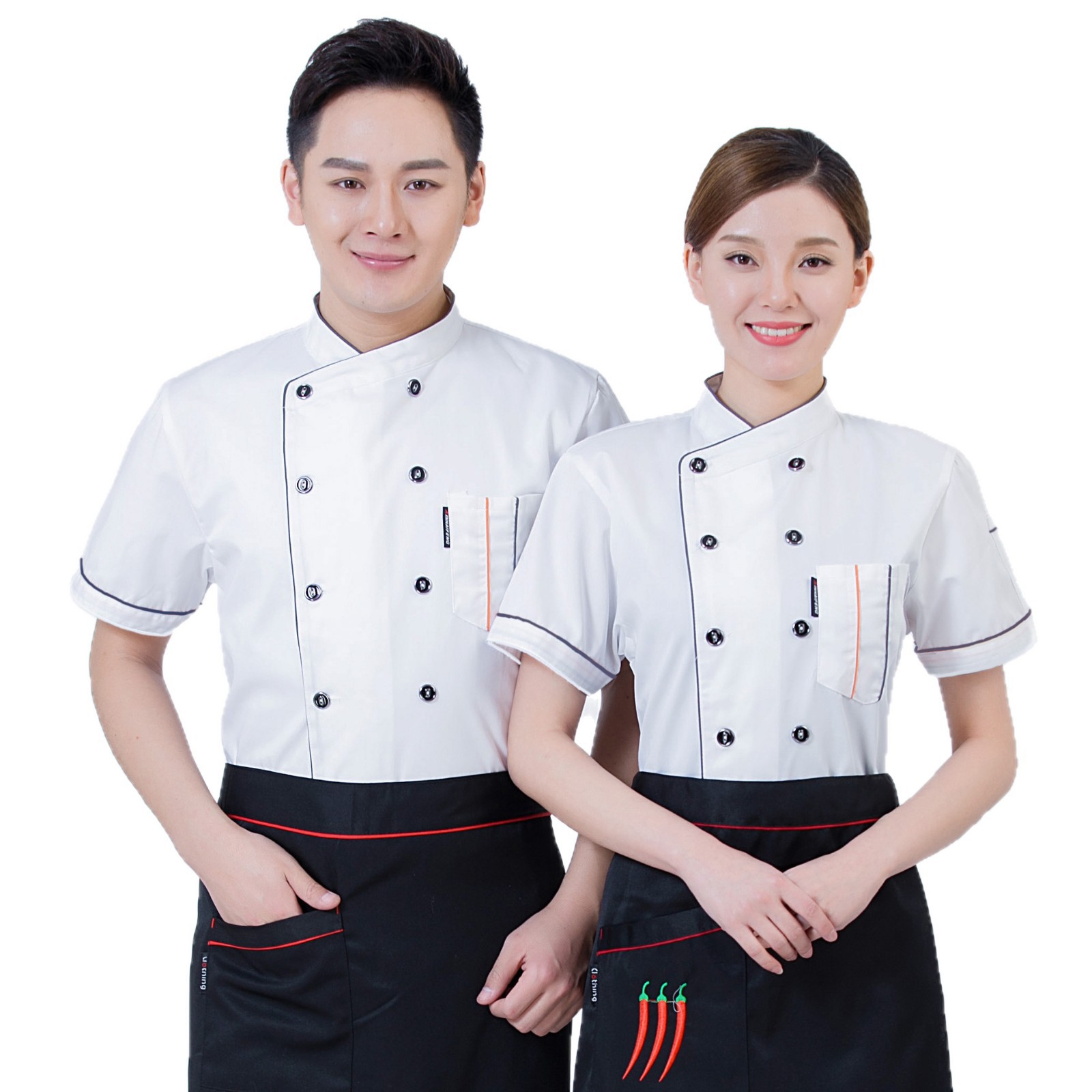 Chef Uniform Long-Sleeved Men's Autumn and Winter Clothing Hotel Catering School Kindergarten Canteen Restaurant Back Kitchen Short-Sleeved Overalls