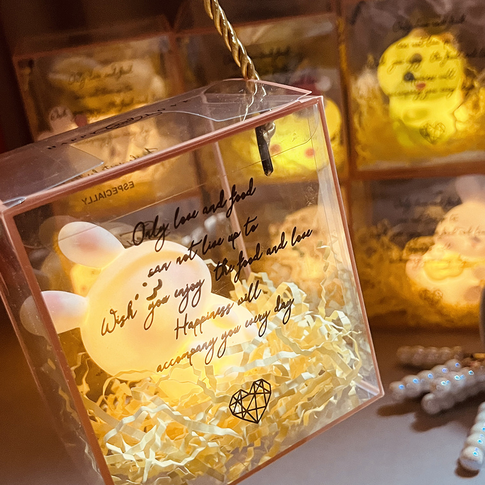 Trendy Rabbit Night Light Glowing Cute Ornament Wholesale Portable Box Night Light Night Market Stall