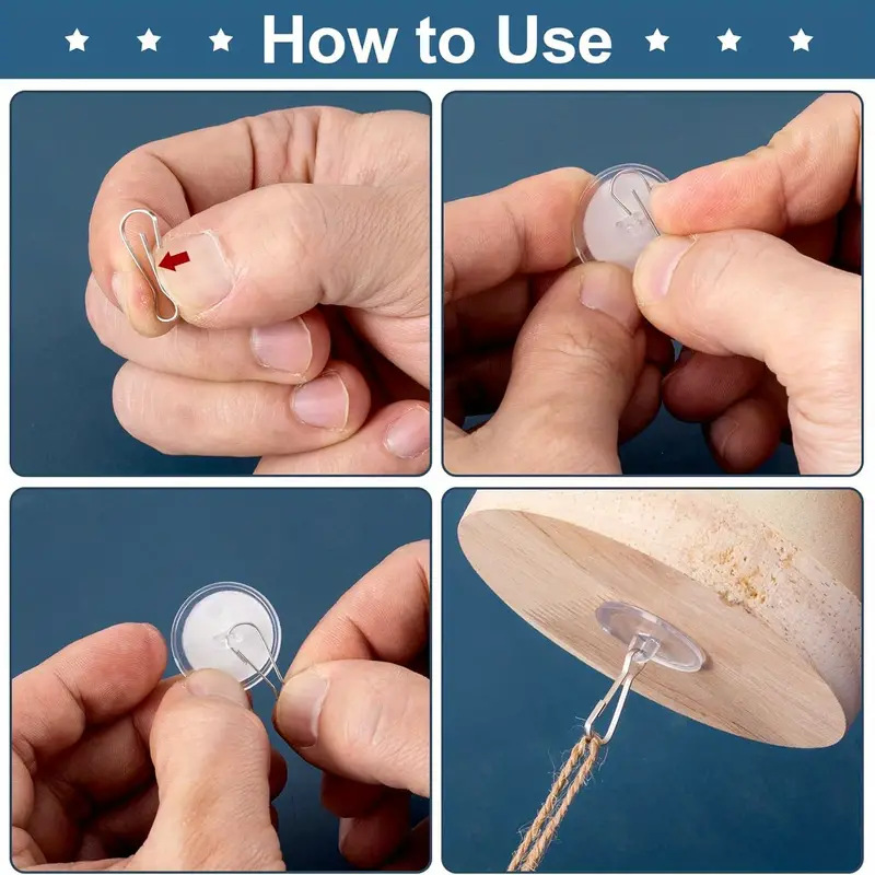 2.2 cm 100-Pack Ceiling Hooks Transparent Traceless Suction Cup Adhesive No-Drill Round Strong Adhesive