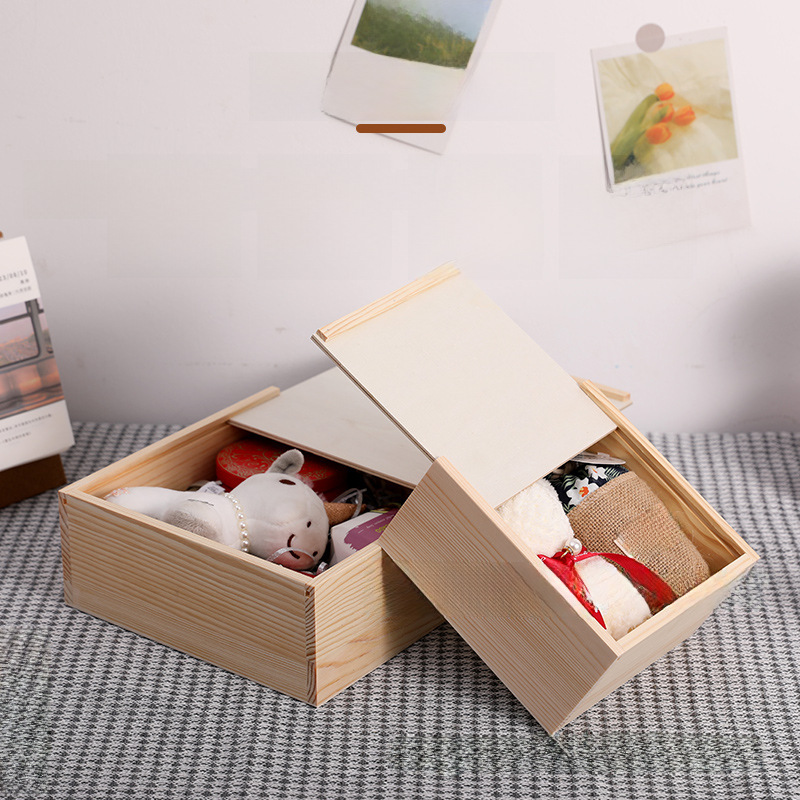 Pull Cover Bridesmaid Accompanying Gift Packaging Wooden Box Wedding Candy Eternal Flower Snacks Spring Festival Mid-Autumn Festival Universal