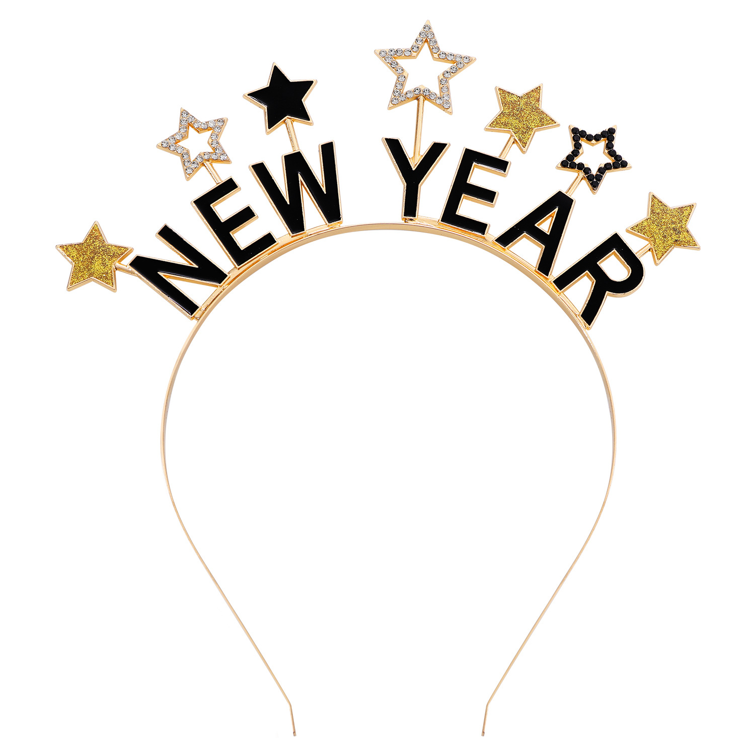 Cross-Border New Happy New Year Oil Dripping Star Letters New Year Party Girls Decorative Headband