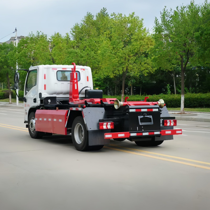 Blue Brand New Energy 5-Ton Hook Arm Garbage Truck, Community Construction Waste Removal, Large Loading Capacity, Large Horsepower