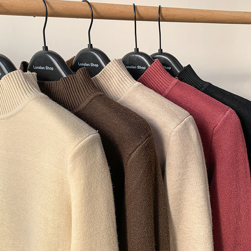 Half-turtleneck one-piece velvet bottoming sweater women's autumn and winter pullover imitation mink fleece-lined knitted mink sweater