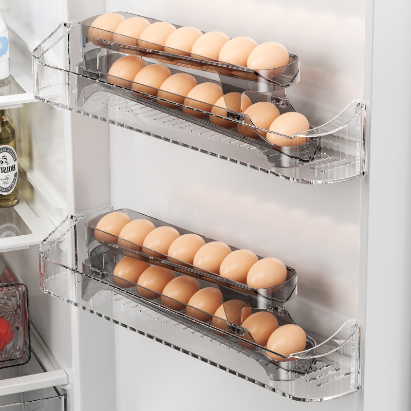 New Quality Housewife Egg Storage Box Refrigerator Special Rolling Egg Rack Automatic Replenishment Side Door Egg Tray