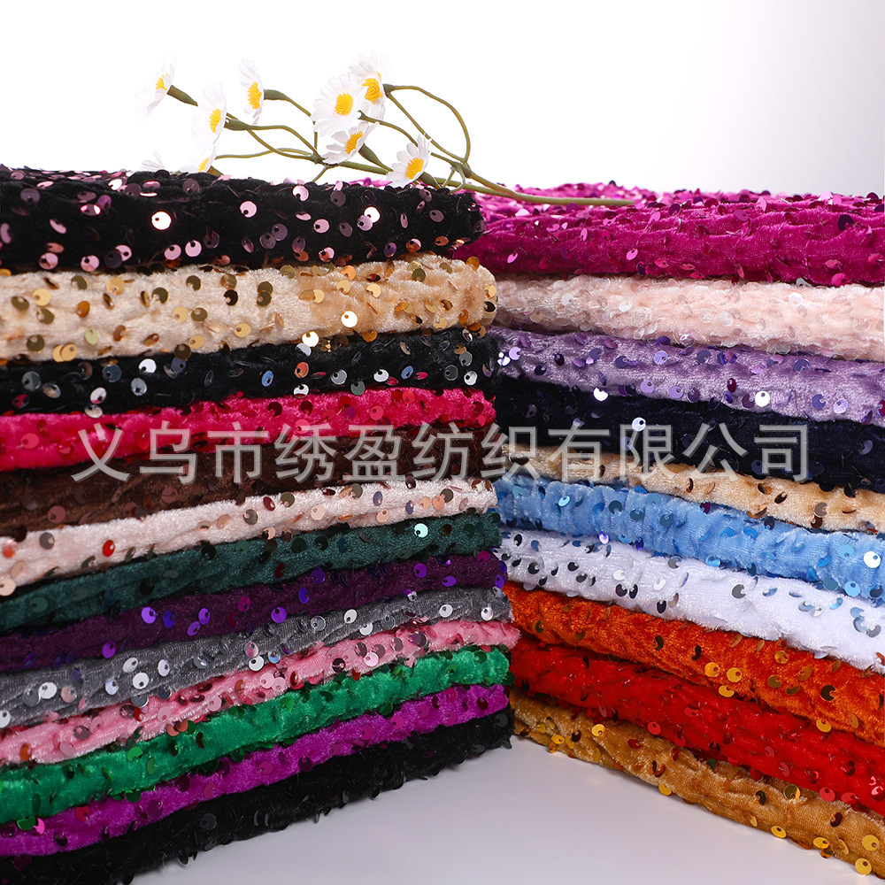 5мм бархатная ткань с вышивкой и пайетками для вечернего платья и новогодних поделок
