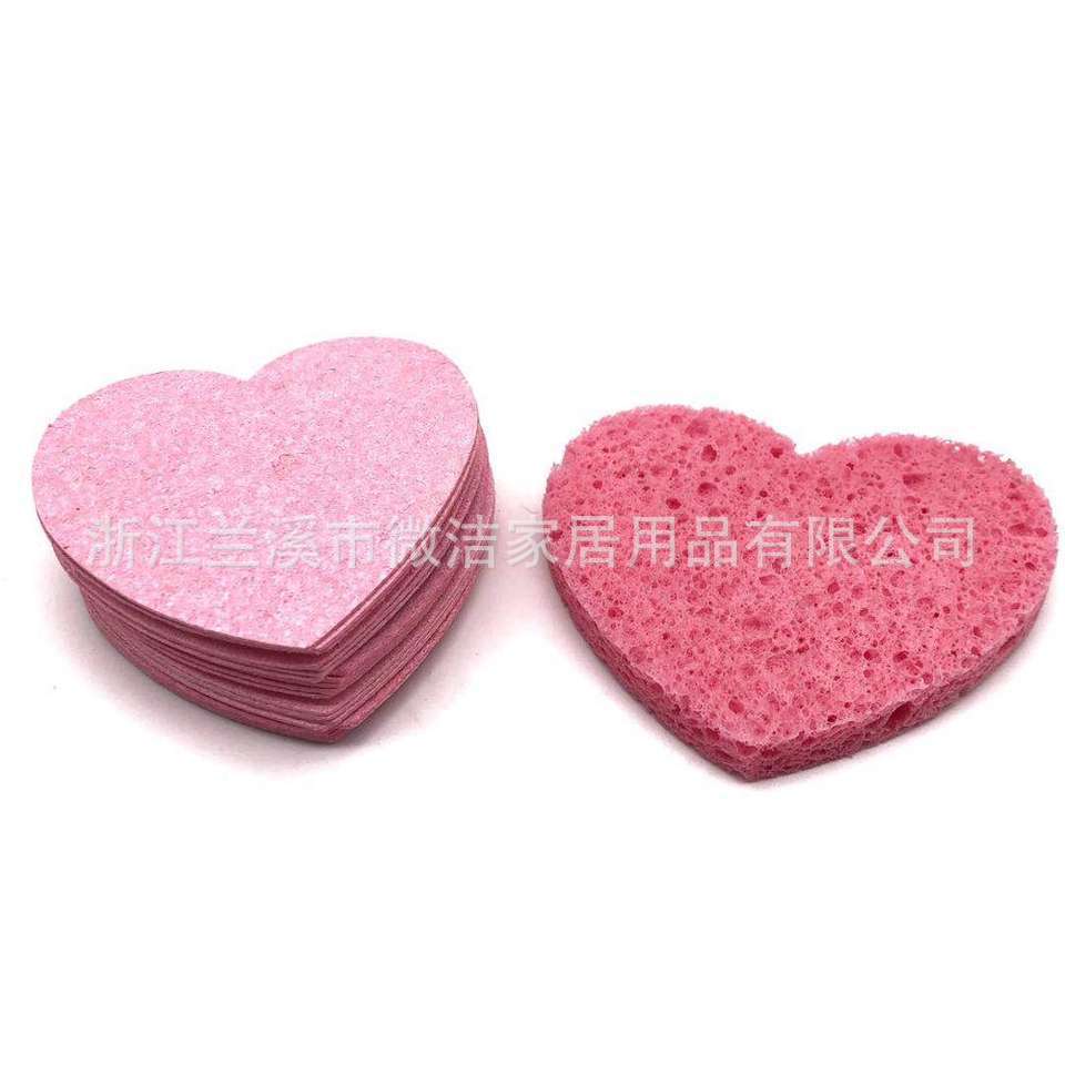 Source Factory Кросс-бодерная электронная коммерция Сжатая губка для умывания и снятия макияжа в форме сердца из древесной целлюлозы 5 цветов на выбор
