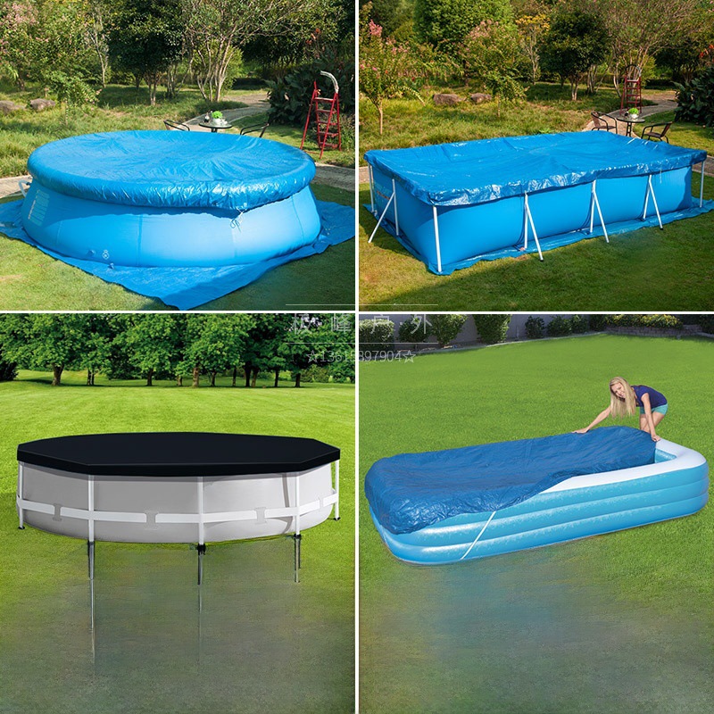 Swimming Pool Cover Cloth Thickened PE Woven Tarpaulin Waterproof Rain Cloth Dust Cover Floor Cloth Pad Cloth Round Square PVC Cover