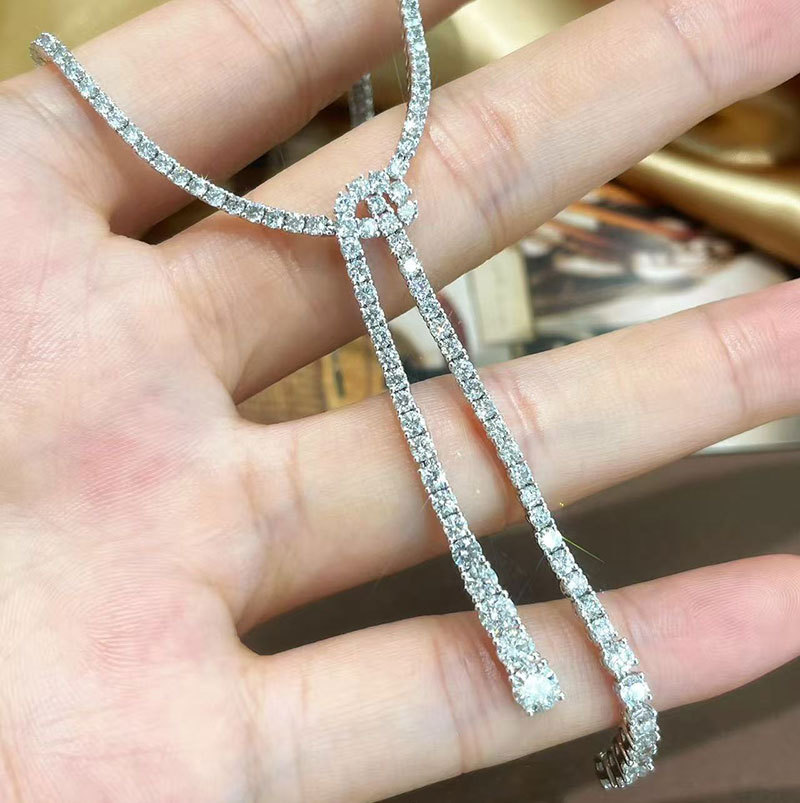 Pt950 Platinum Tassel Necklace Laboratory Cultured Diamond Necklace Custom 18K Gold Necklace Banquet Luxury Necklace for Women