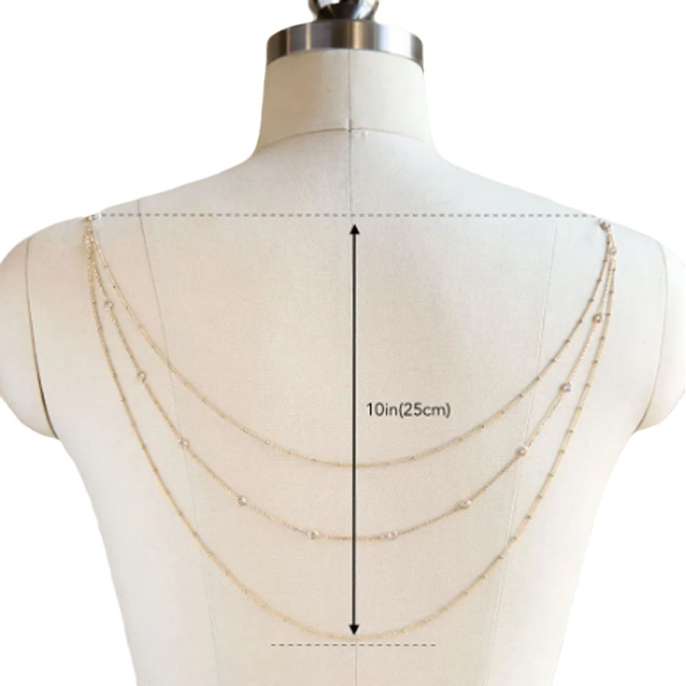 European and American hot selling water drop back chain multi-layer simple shoulder chain bridal wedding dress accessories rhinestone body chain female