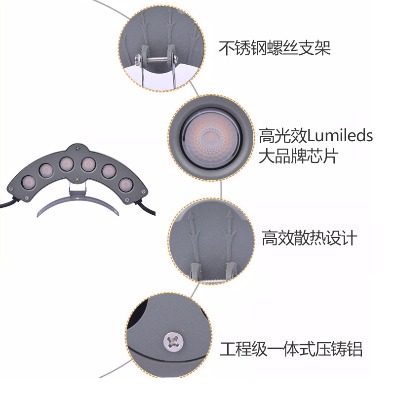 Led Corrugated Light Outdoor Waterproof 6W Tile Light Engineering Landscape Tile Eaves Light Ancient Building Roof Lighting Moon Light