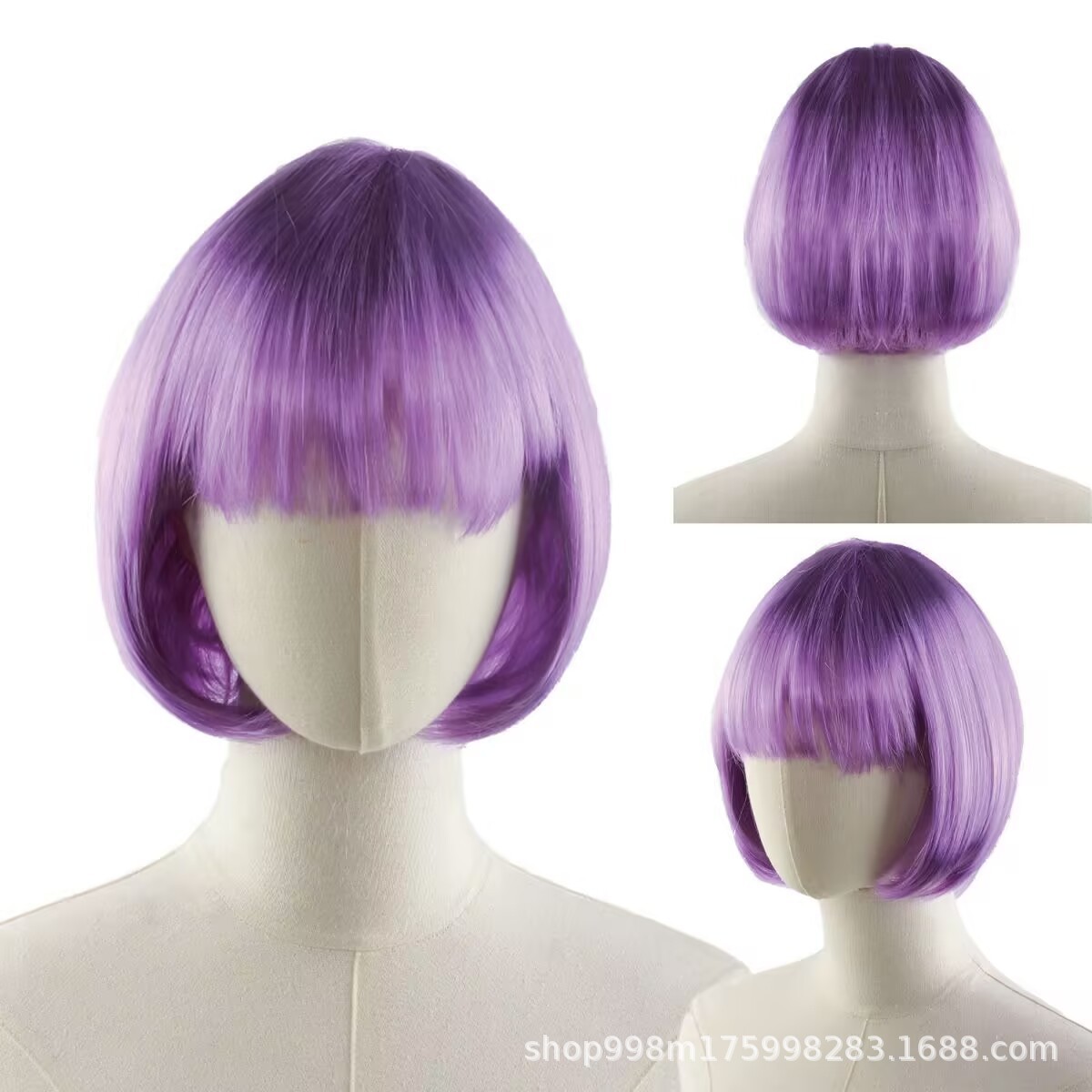 Cross-Border Direct Sales Colorful Student Wig Bob0 Party Supplies Dress up Student Head Short Wig Manufacturer Wholesale